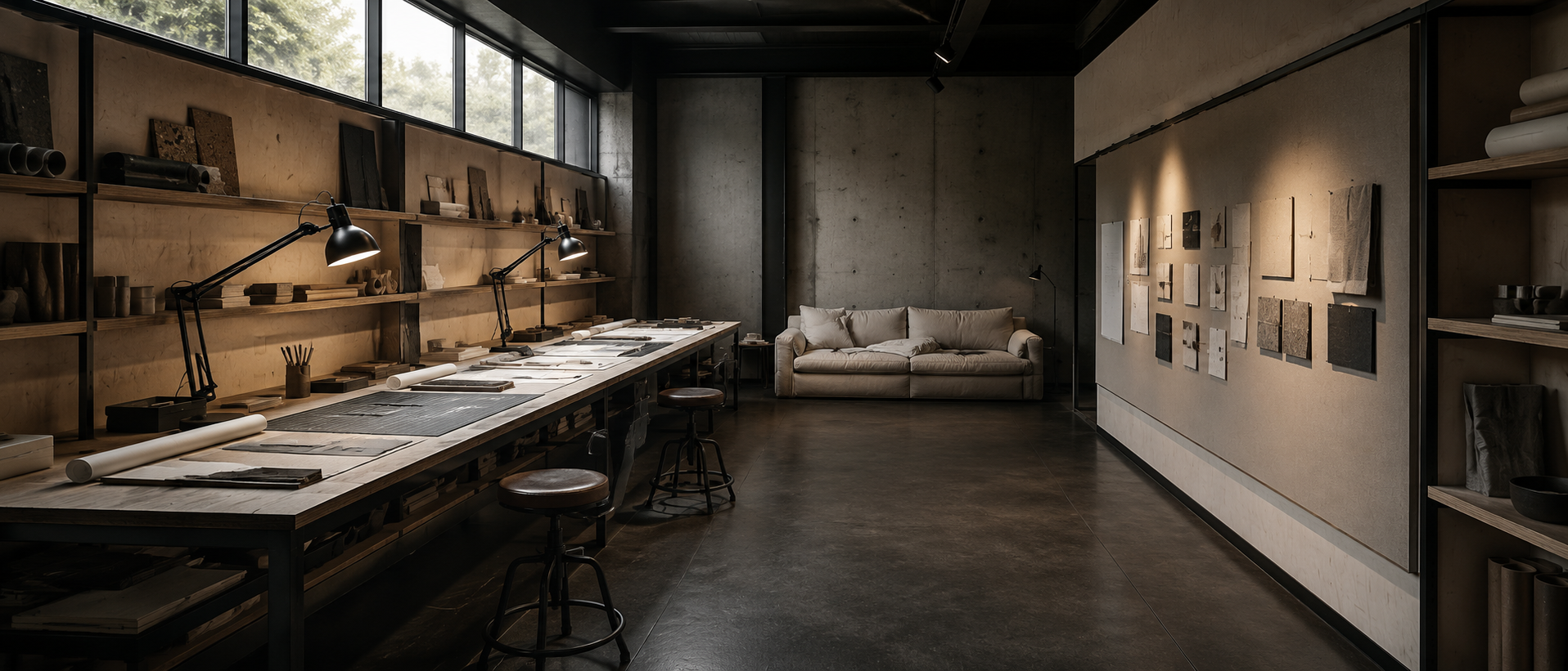 Alpha Atelier — establishing panorama of the whole curation at Wolf Casa, Indore