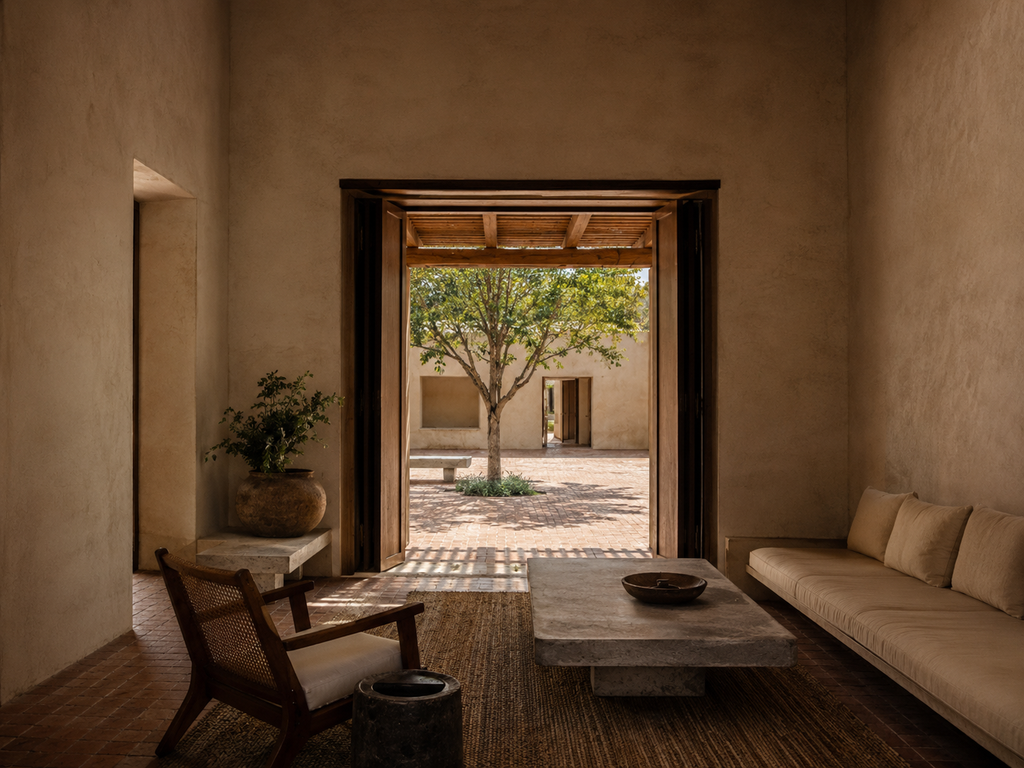 Helios Court — Sala, the deep room; reveal light, one lamp