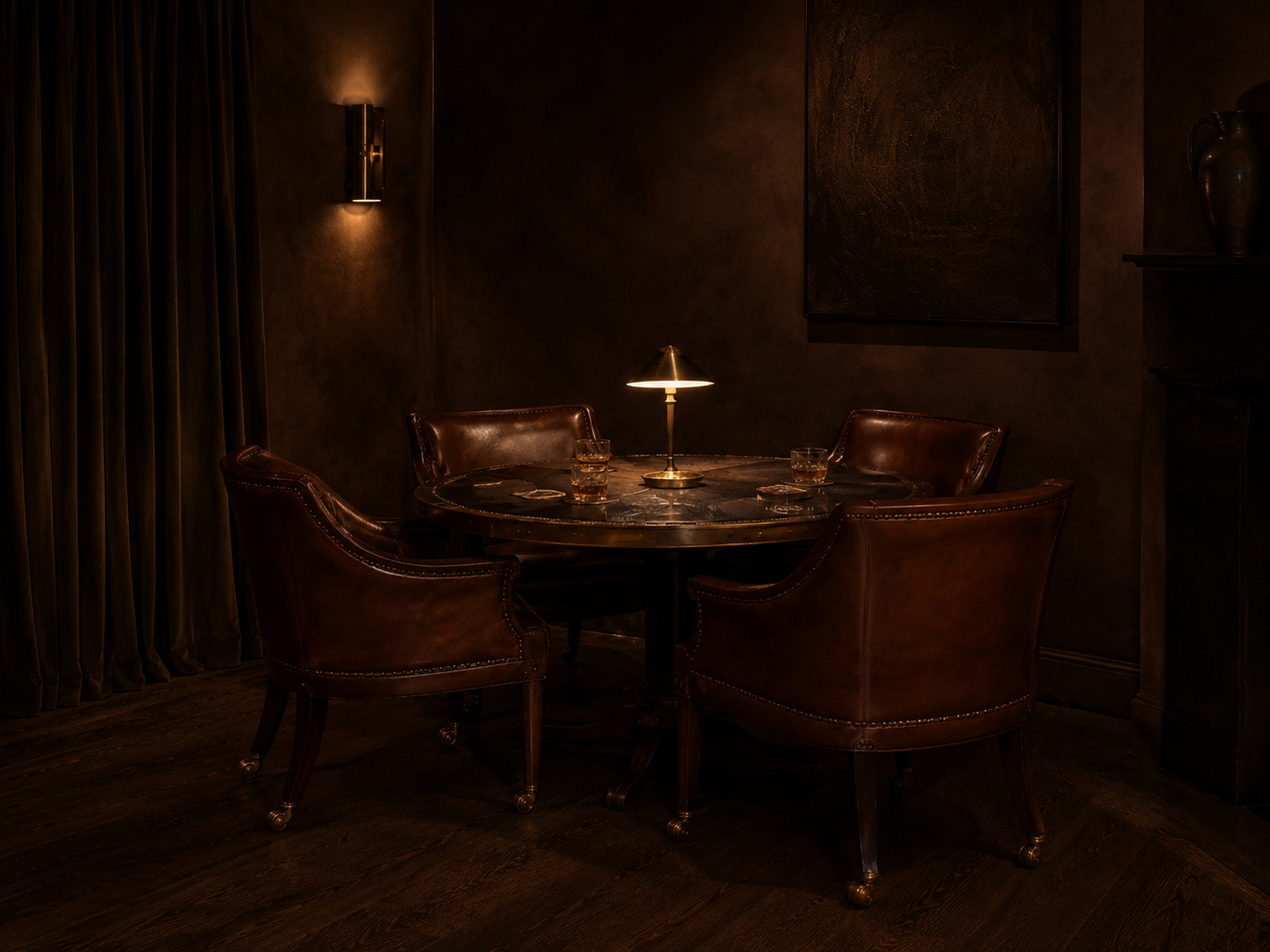 Notte Den — Tavolino, the late table; pendant at 550mm, dimmed