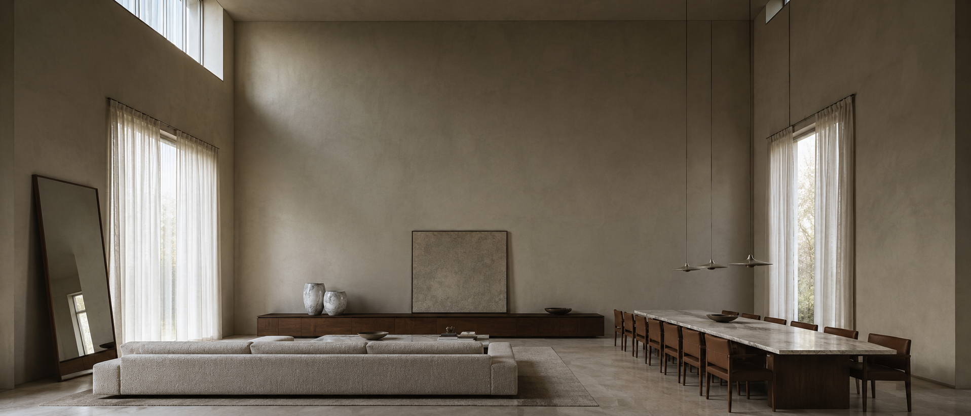 Palazzo Moderno — establishing panorama of the whole curation at Wolf Casa, Indore