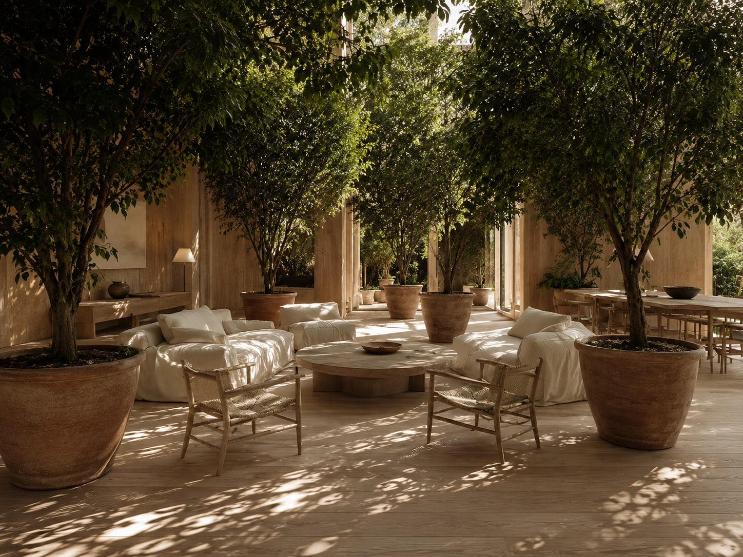 Silva Verde — Tavolo Verde, the planted table; skylight over the table